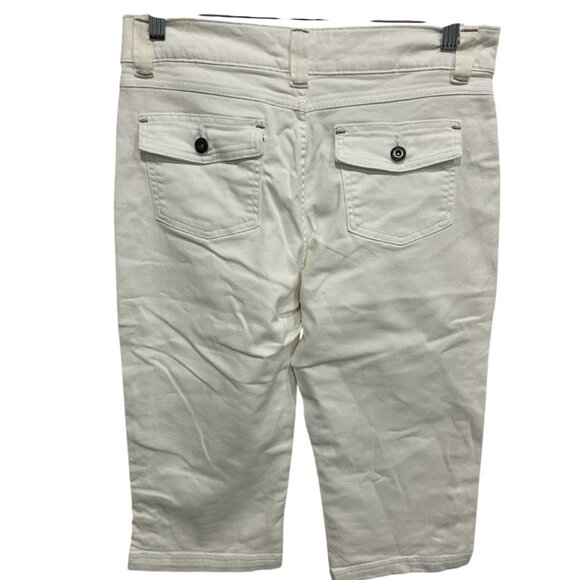 Lee Just Below The Waist Womens Button Details White Capri Pants Size 10M Classi - Picture 2 of 11